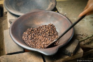 Auf der Plantage wird neben vielen einheimischen Nutzpflanzen vor allem Kaffee angebaut. Der wird dann zum Teil auch gleich hier geröstet, damit die Touris das mal sehen und probieren können.